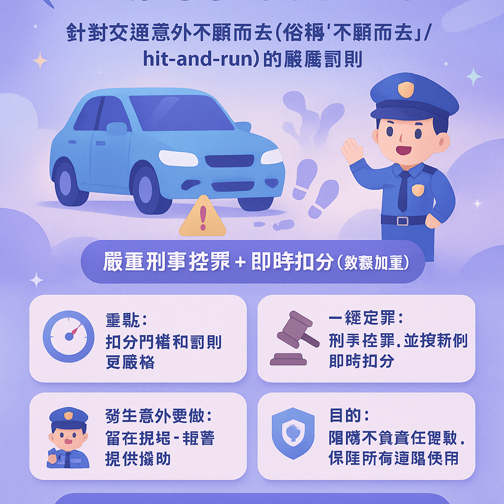 交通意外不顧而去扣分 - 罰款